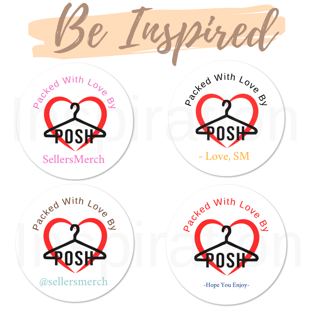 Personalized posher shipping stickers with design packed with posh love. Sticker is branded with posher's brand or closet name.